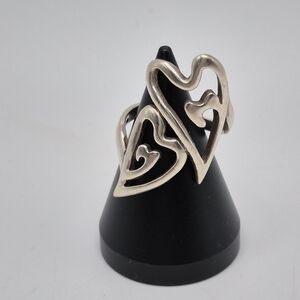 Sterling Silver Connected Hearts Ring.  Size 6.